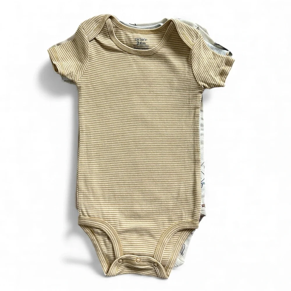 Carter’s 5 Pack Short Sleeve Boys Construction Bodysuits Size 24 Months NWT